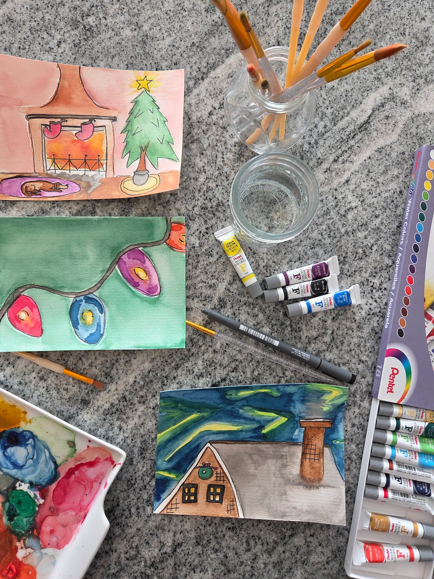 Holiday Watercolour Postcard Workshop with Justine