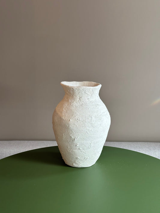 Large White Sand Vase by FB Ceramics