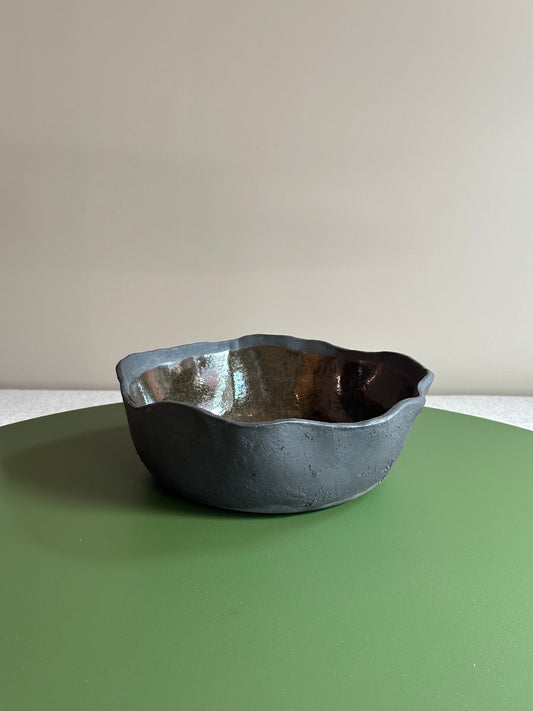 Large Wave Black Bowl by FB Ceramics