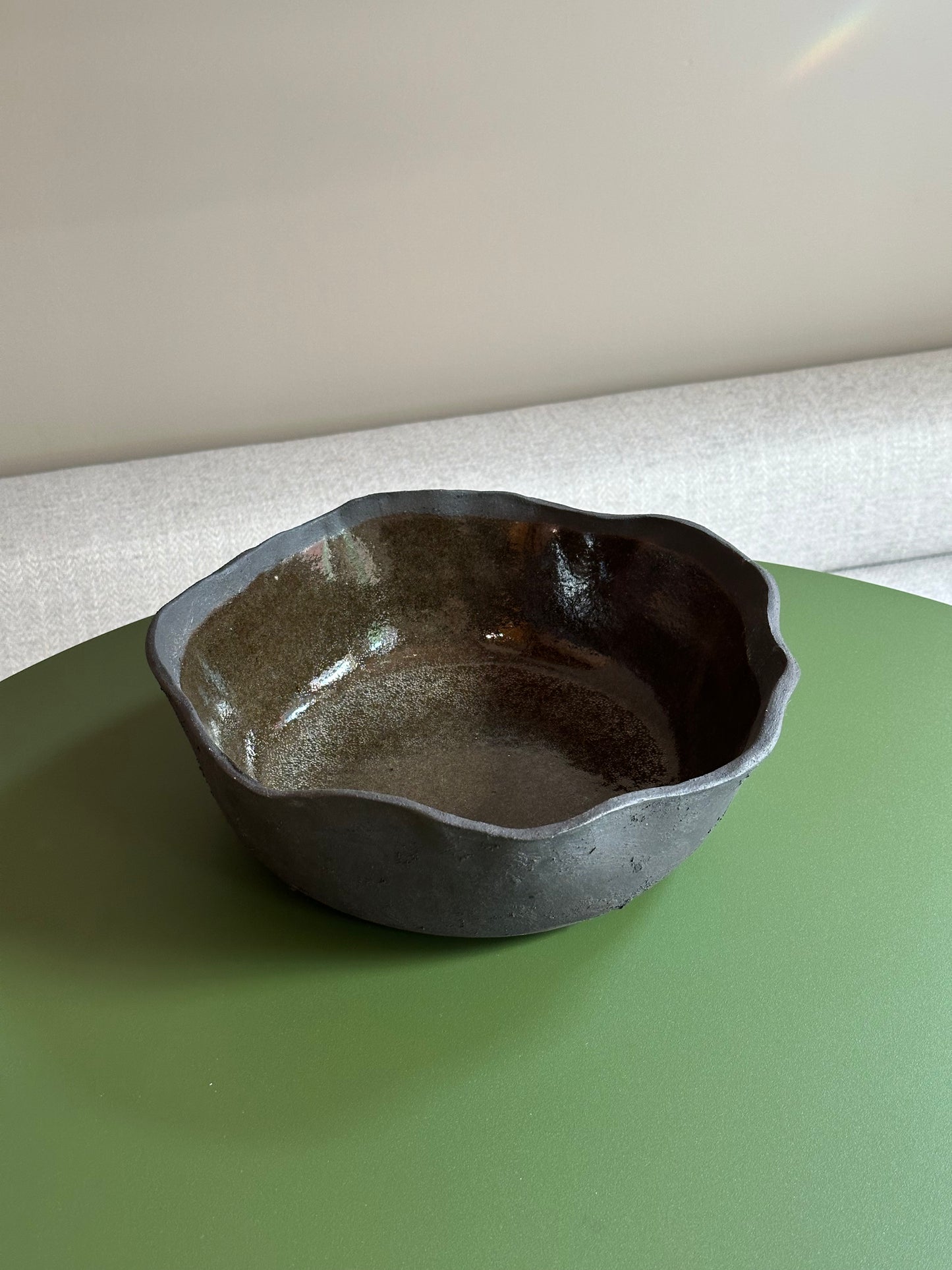 Large Wave Black Bowl by FB Ceramics