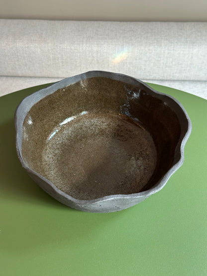 Large Wave Black Bowl by FB Ceramics