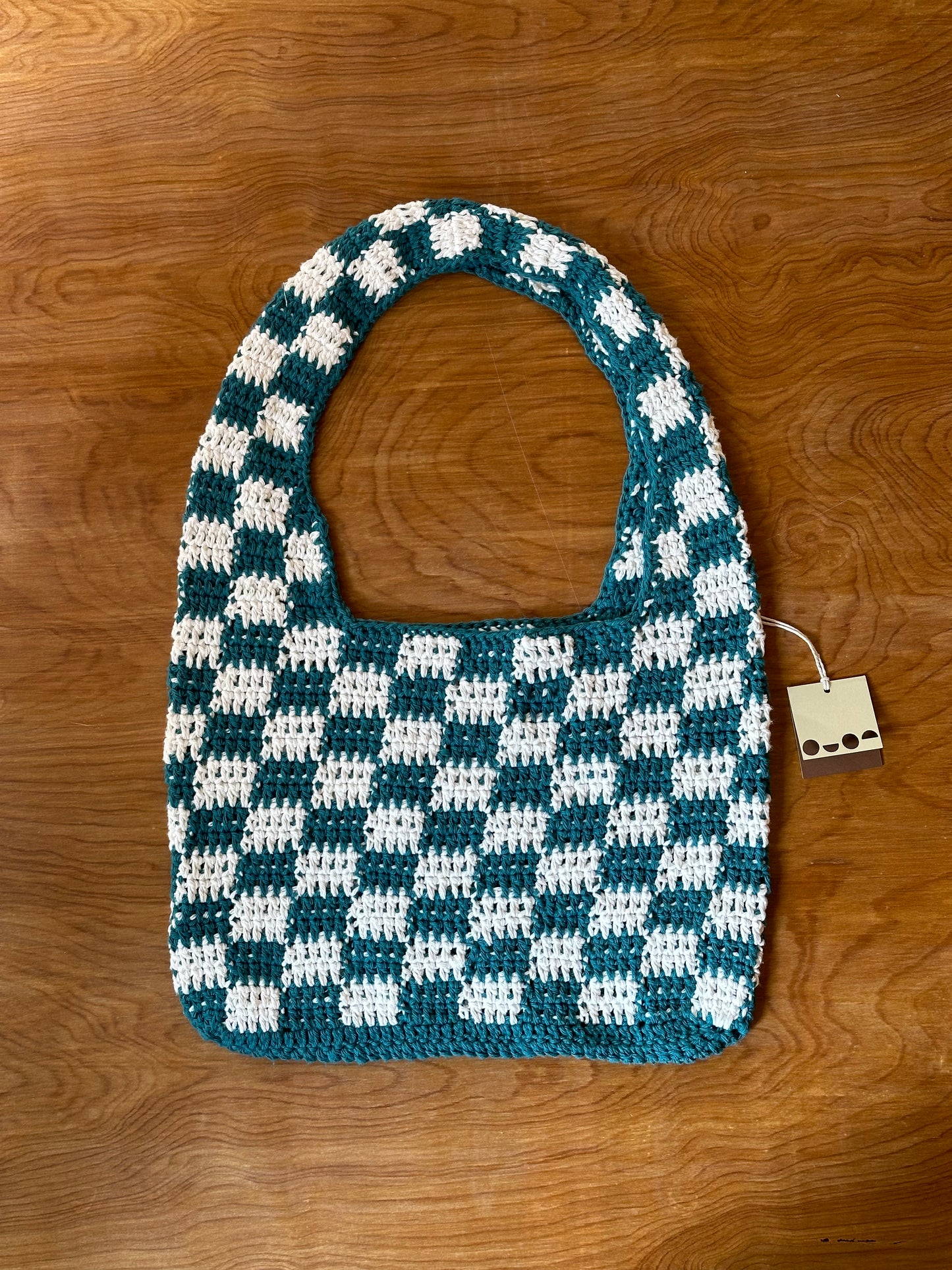 Hand Crocheted Checkered Bag by @NotYourNanasGoods