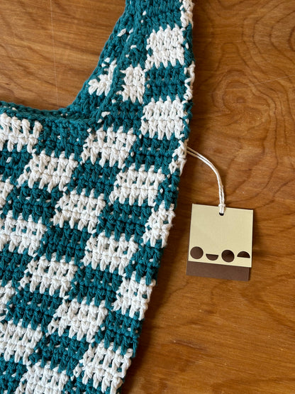 Hand Crocheted Checkered Bag by @NotYourNanasGoods