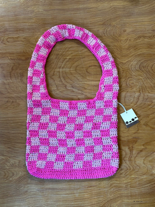 Hand Crocheted Checkered Bag by @NotYourNanasGoods