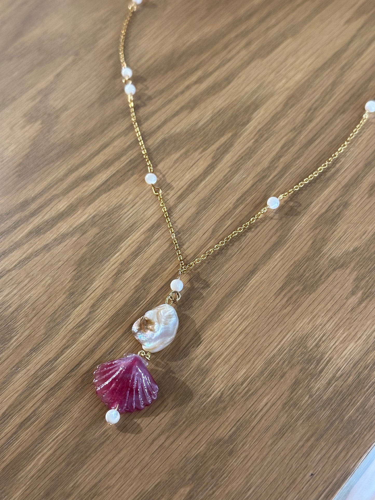 Blown Glass, Fresh Water Pearl Necklace by cc.motus